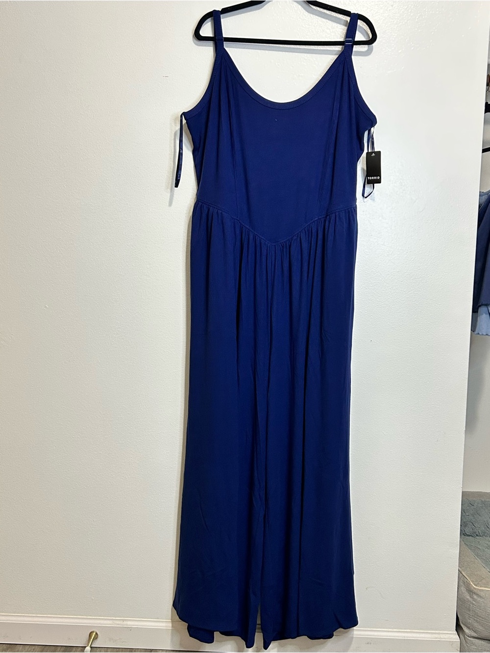 NWT Torrid Medieval Blue Super Soft Ribbed Princess Seam Wide Leg Jumpsuit 4X